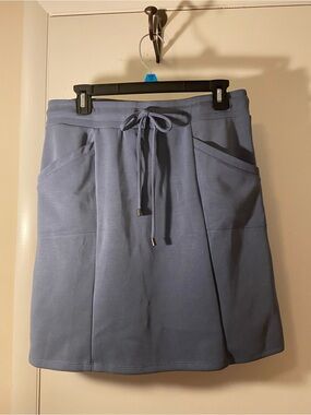 Cable & Gauge Dusty Blue A-Line Drawstring Skirt